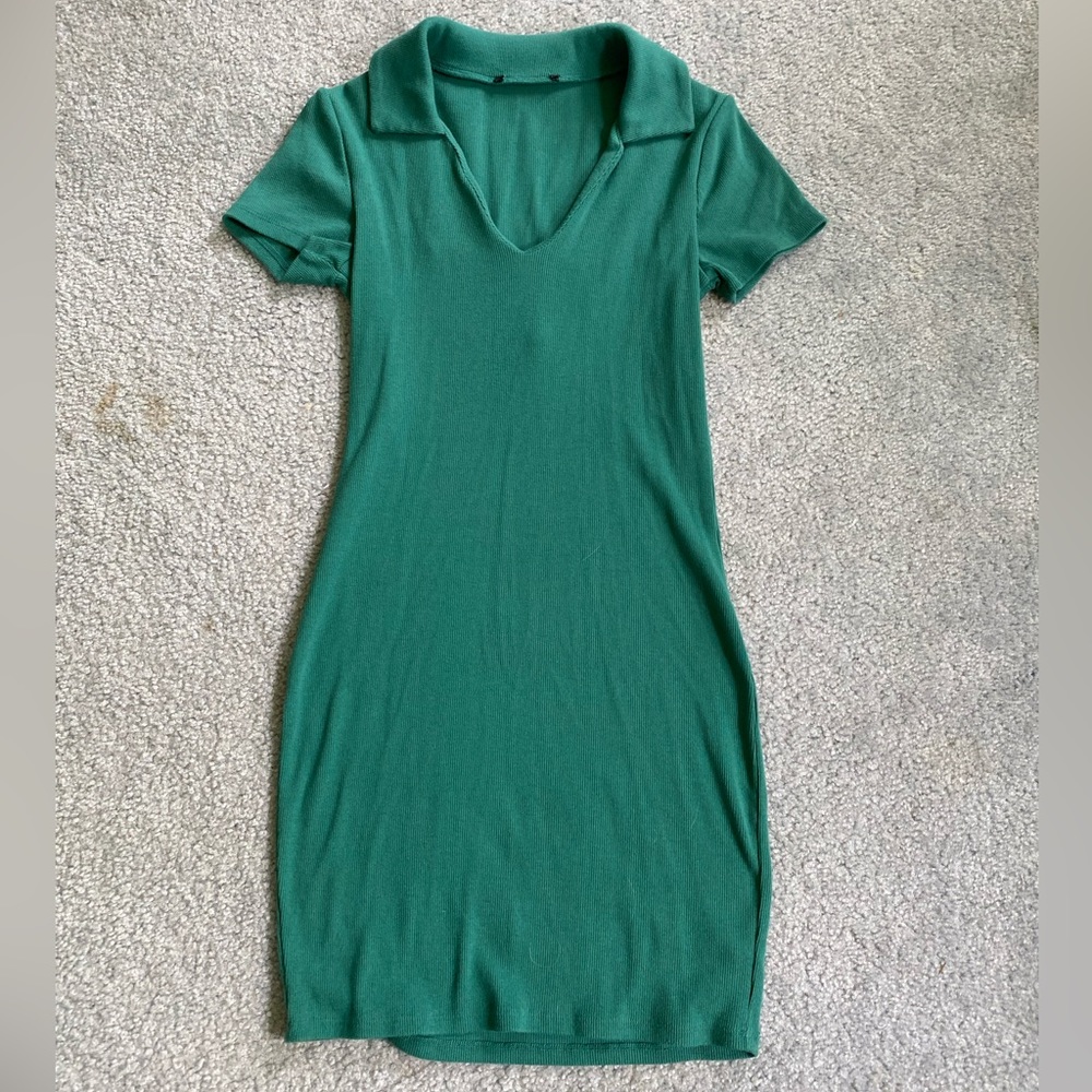 Teal body-con collared dress